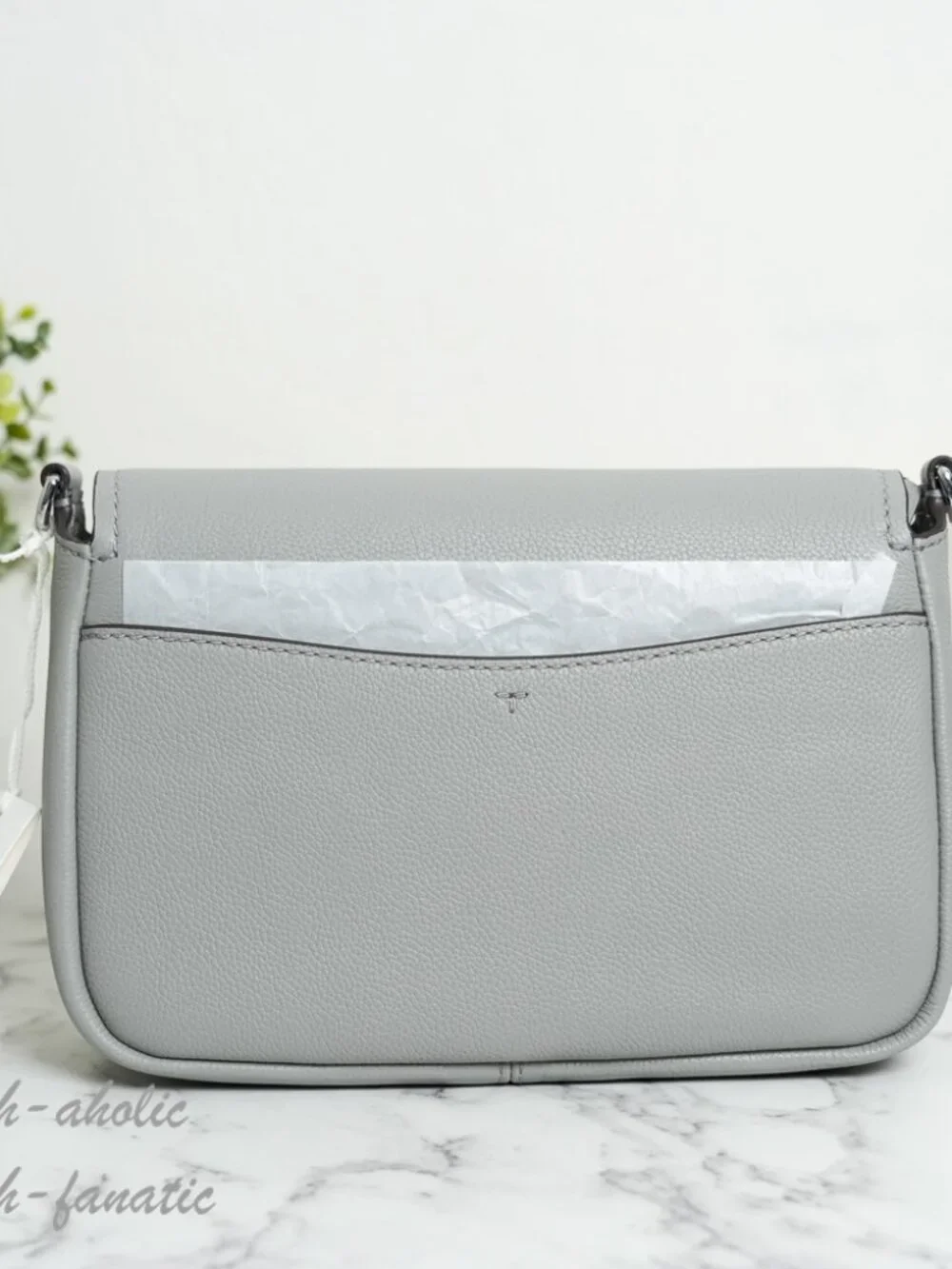 Tory Burch Thea Pebbled Leather Flap Crossbody Shoulder Bag in Misty Cloud NWT